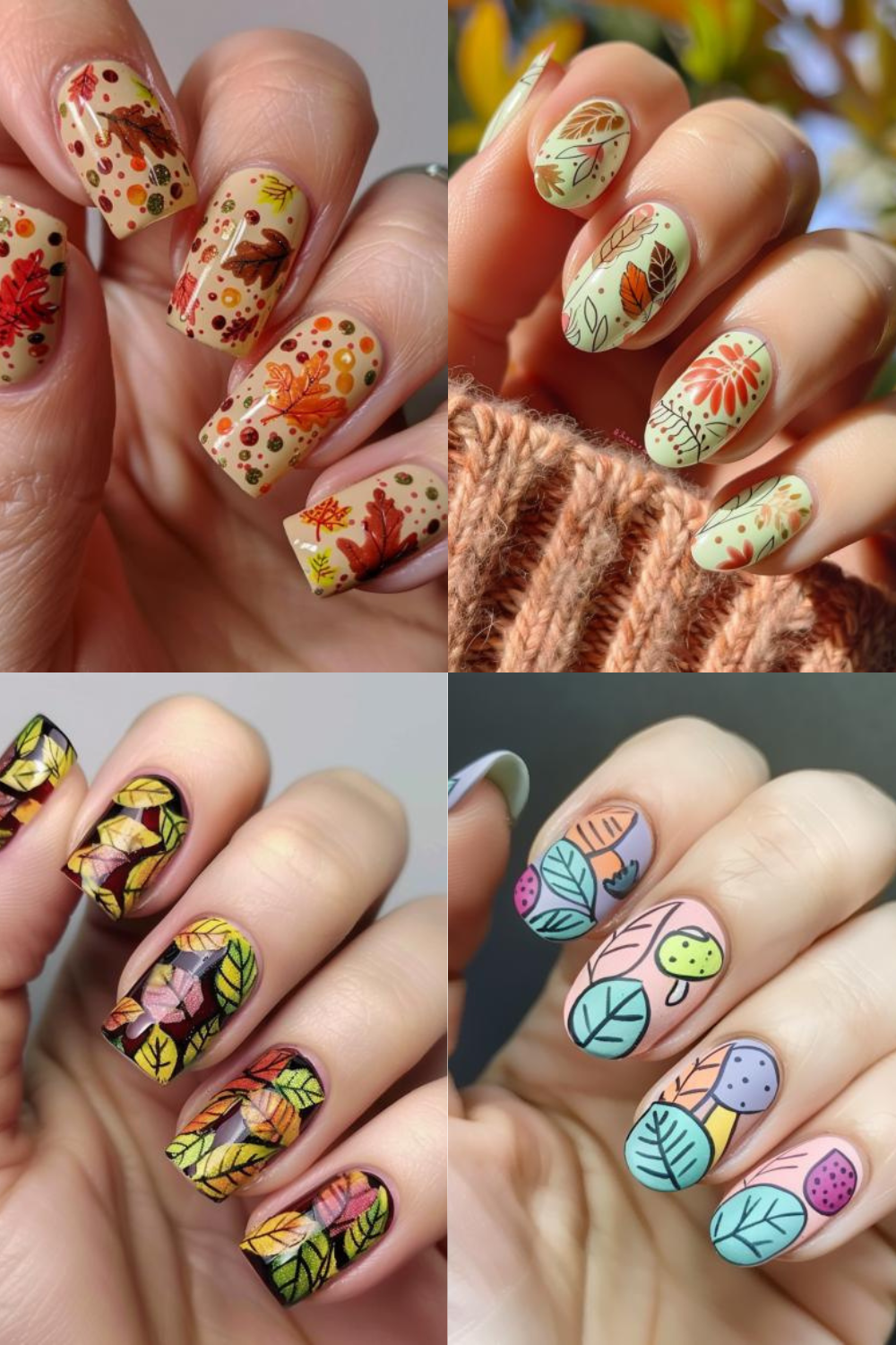 NIL fall nails with leaves