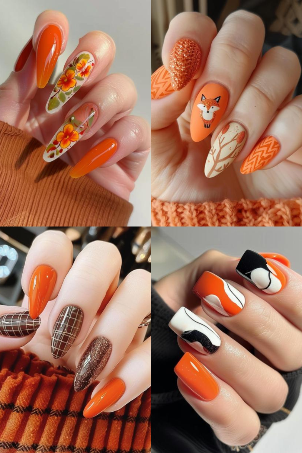 orange fall nails