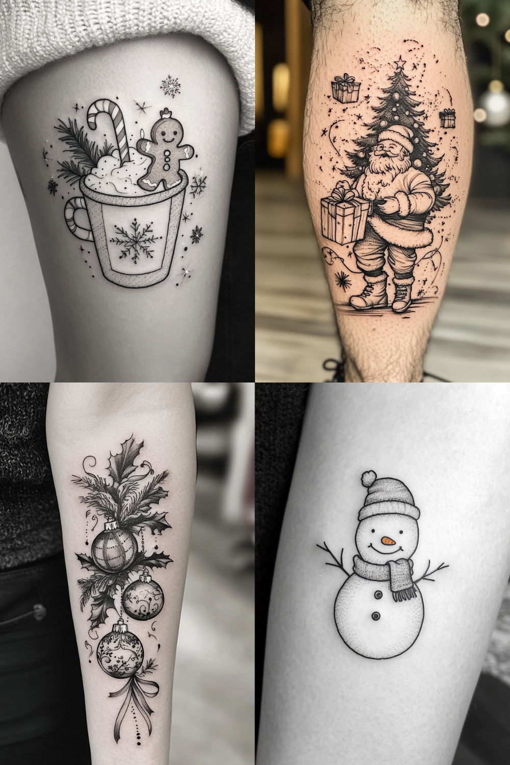 black and white christmas tattoos