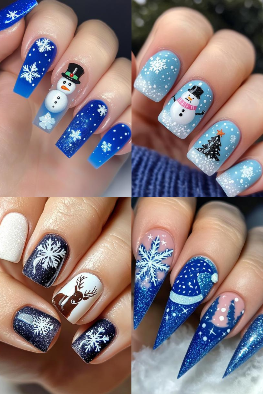 blue Christmas nail ideas