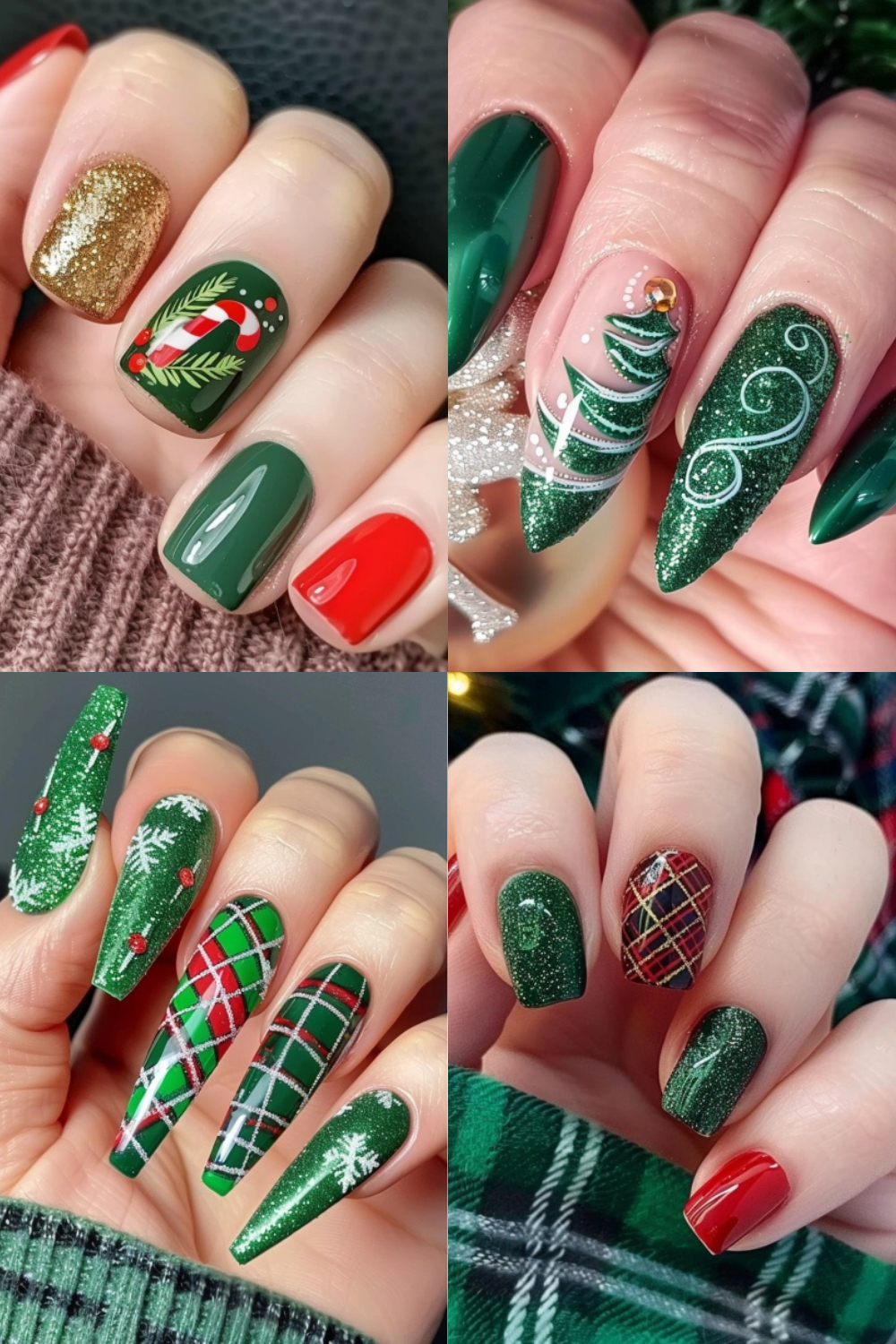 green Christmas nails