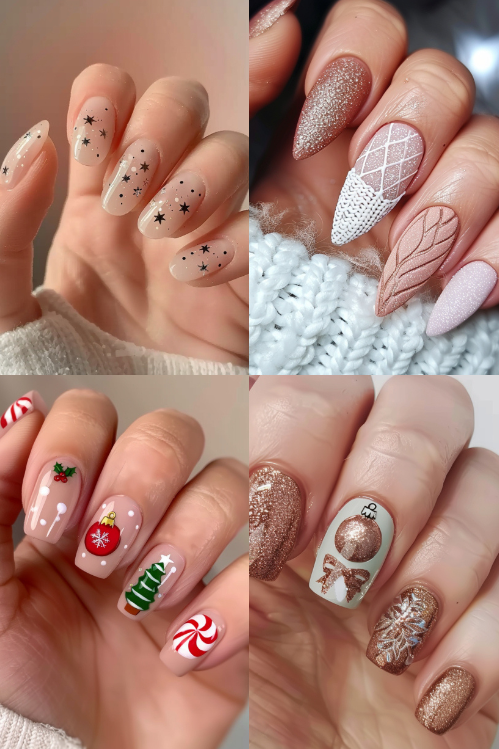 neutral Christmas nails